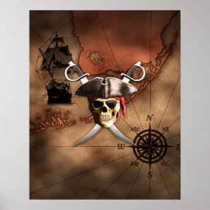 Póster Mapa do pirata