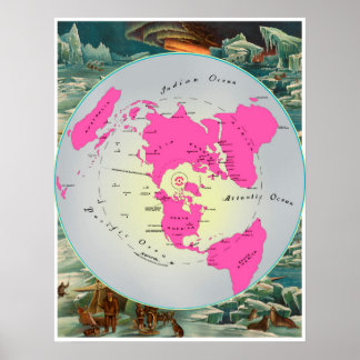 Poster Mapa do Planalto da Terra Quadrado e Papel de cart