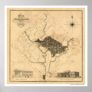 Póster Mapa do plano da cidade do Washington DC por