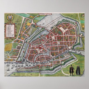 Poster Mapa do plano Hamburgo Alemanha 1600