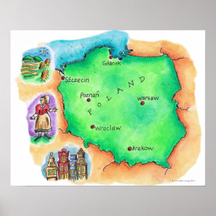 Poster Mapa do Polônia