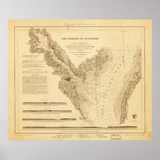 Poster Mapa do porto de Annapolis (1846) (Frente)
