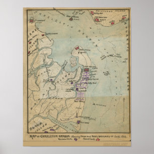 Póster Mapa do porto de Charleston