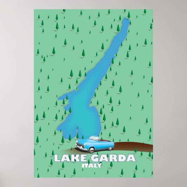 Poster Mapa do pôster de viagem do Lago de Garda Itália (Frente)