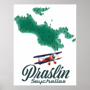 Poster Mapa do Praslin Seychelles
