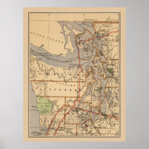 Poster Mapa do Puget Sound (1876)