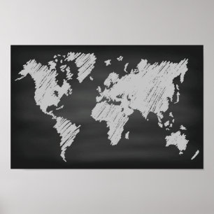 Póster Mapa do quadro do mundo