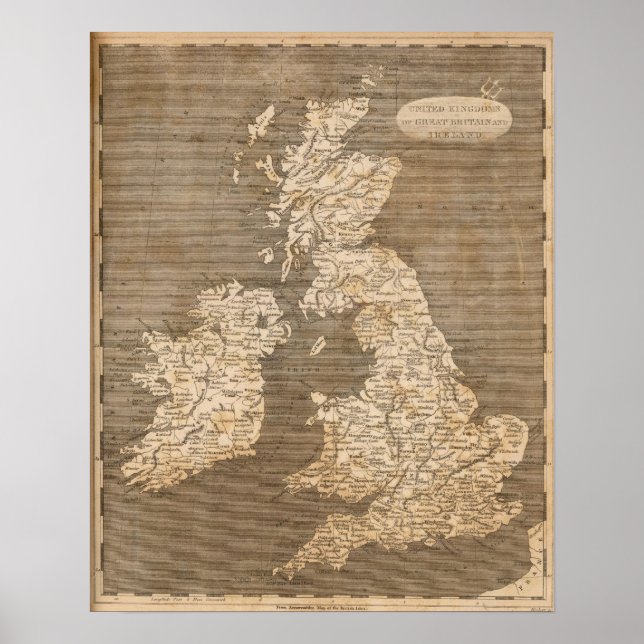 Póster Mapa do Reino Unido por Arrowsmith (Frente)