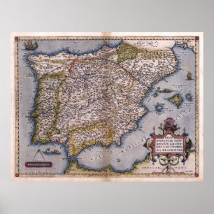 Póster Mapa do Renascimento da Espanha 1570