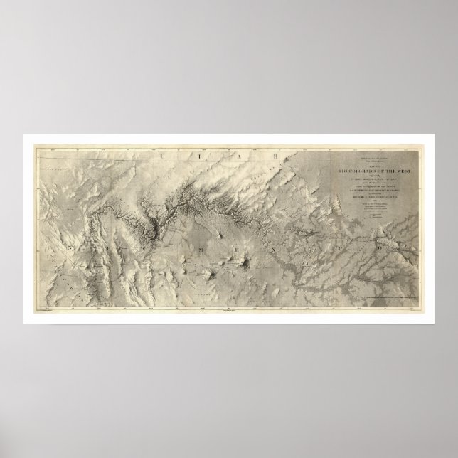 Poster Mapa do Rio Colorado em 1858 (Frente)