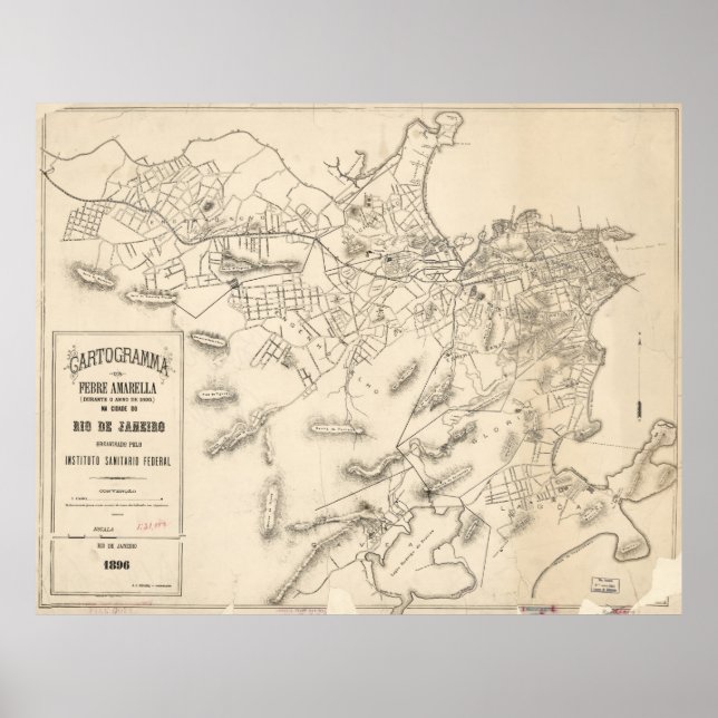 Poster Mapa do Rio de Janeiro (1896) (Frente)