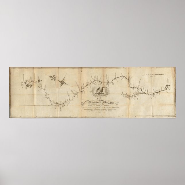 Poster Mapa do rio Mississippi (Frente)