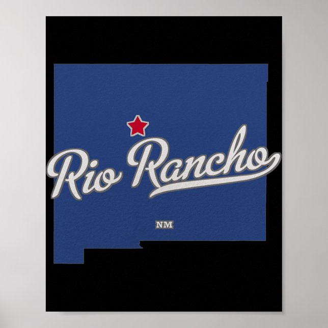 Poster Mapa do Rio Rancho Novo México Nm (Frente)