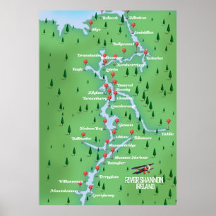 Poster Mapa do rio Shannon Ireland
