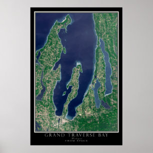 Póster Mapa do Satélite Grand Traverse Bay Michigan