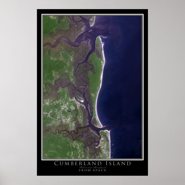 Poster Mapa do Satélite Nacional de Cumberland Island (Frente)