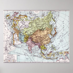 Poster Mapa do século XIX de Ásia
