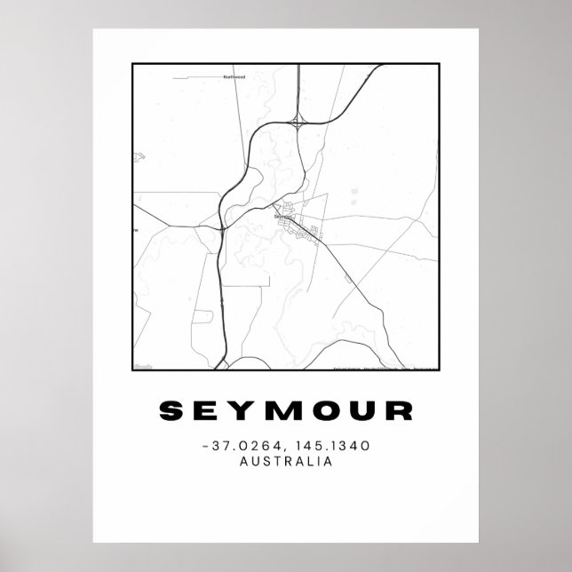 Poster Mapa do Seymour minimalista com coordenadas | (Frente)