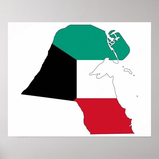 Poster Mapa do Sinalizador do Kuwait (Frente)