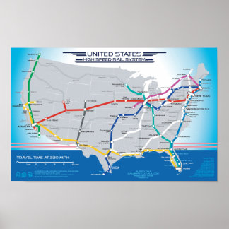 Póster Mapa do Sistema Ferroviário de Alta Velocidade dos