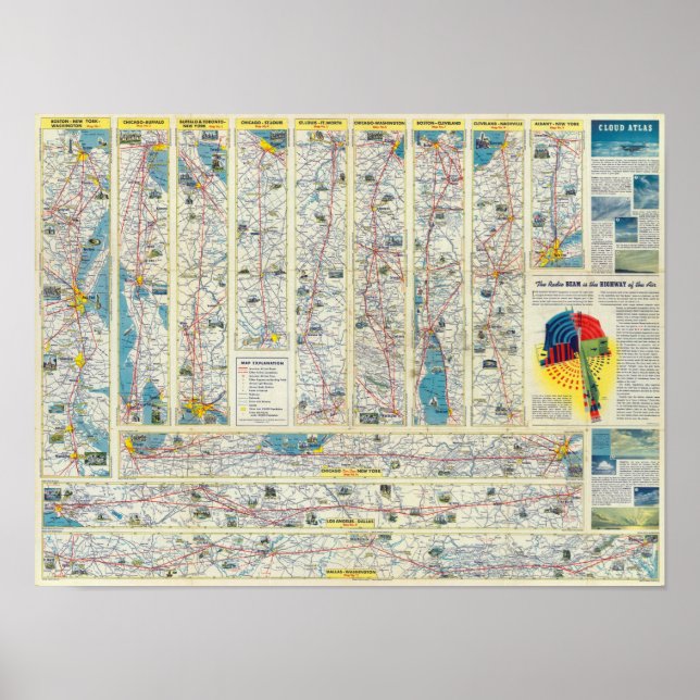 Poster Mapa do sistema Verso American Airlines (Frente)