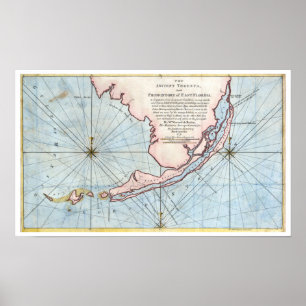Póster Mapa do sul de 1772 Florida