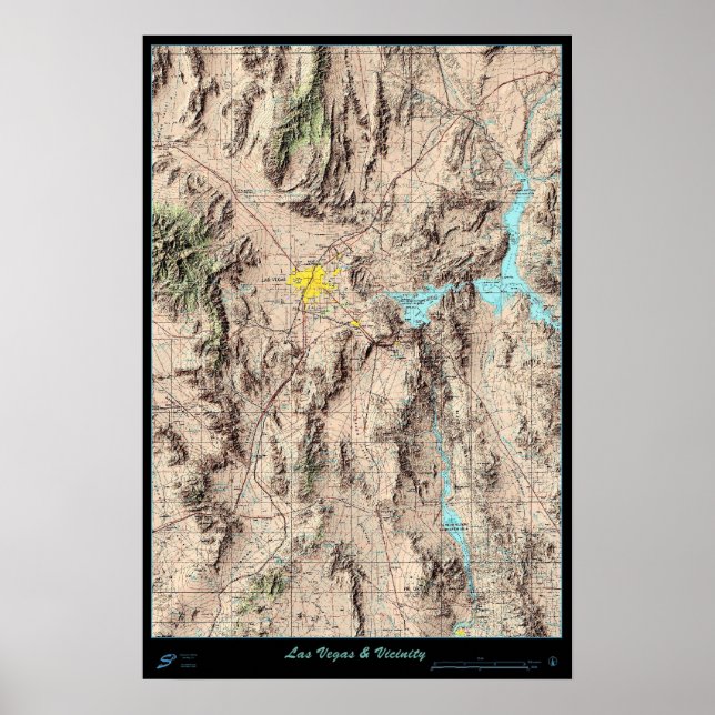 Poster Mapa do sul de Nevada, EUA pôster satélite (Frente)