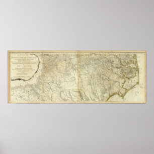 Póster Mapa do sul e do North Carolina
