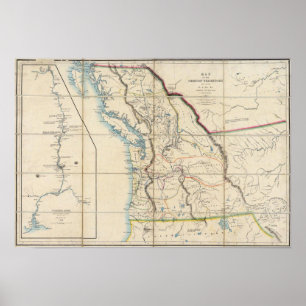 Póster Mapa do território 2 de Oregon