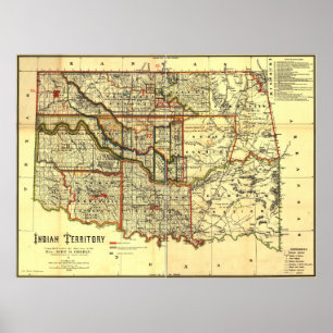 Póster Mapa do território de 1889 indianos