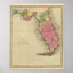Poster Mapa do território de Florida 1842