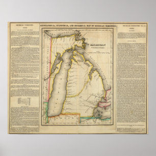 Póster Mapa do território de Michigan