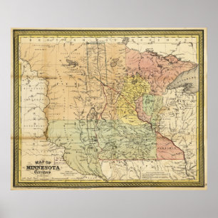 Poster Mapa do Território de Minnesota (1852)