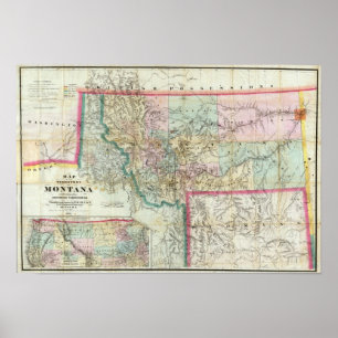 Póster Mapa do território de Montana