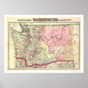 Póster Mapa do território de Washington pela brânquia