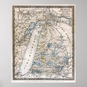 PÓSTER MAPA DO TERRITÓRIO MICHIGAN 1831