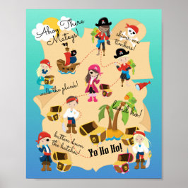 Poster Mapa do tesouro pirata personalizado e divertido