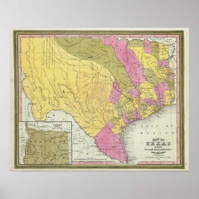 Póster Mapa Do Texas (Frente)