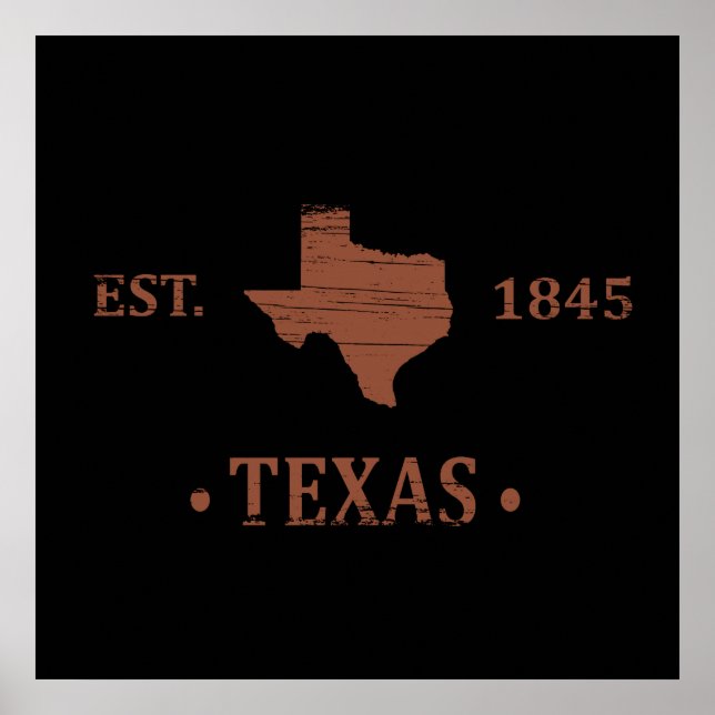 Poster Mapa do Texas, o estado da estrela solitária (Frente)