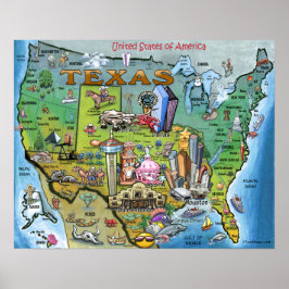 Poster Mapa do Texas USA