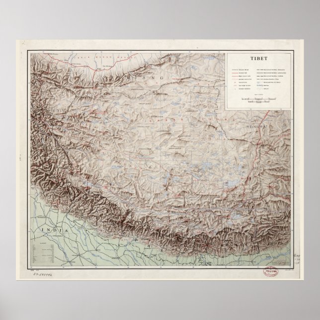 Poster Mapa do Tibete (1955) (Frente)
