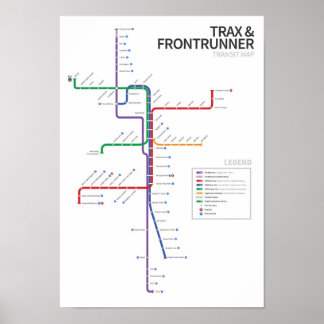Poster Mapa do trânsito ferroviário de Utah