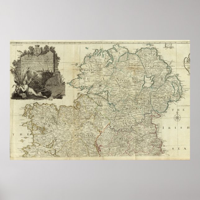 Poster Mapa do troço de Norte do Reino da Irlanda (Frente)