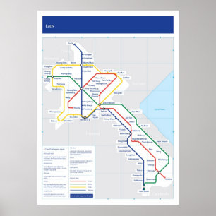 Poster Mapa do tubo de Laos