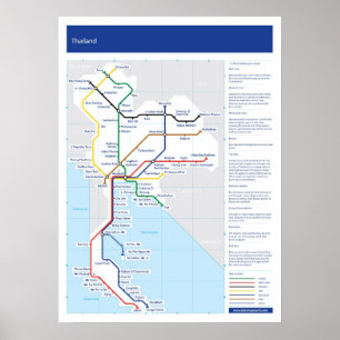 Póster Mapa do tubo de Tailândia
