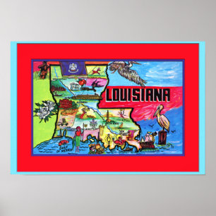 Poster Mapa do turista de Louisiana