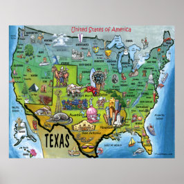 Póster Mapa do TX USA