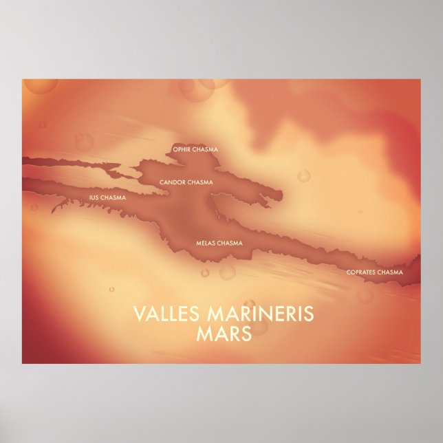 Poster Mapa do Valles marineris Mars (Frente)