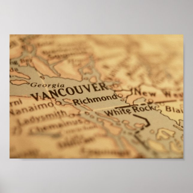 Poster Mapa do Vancouver (Frente)