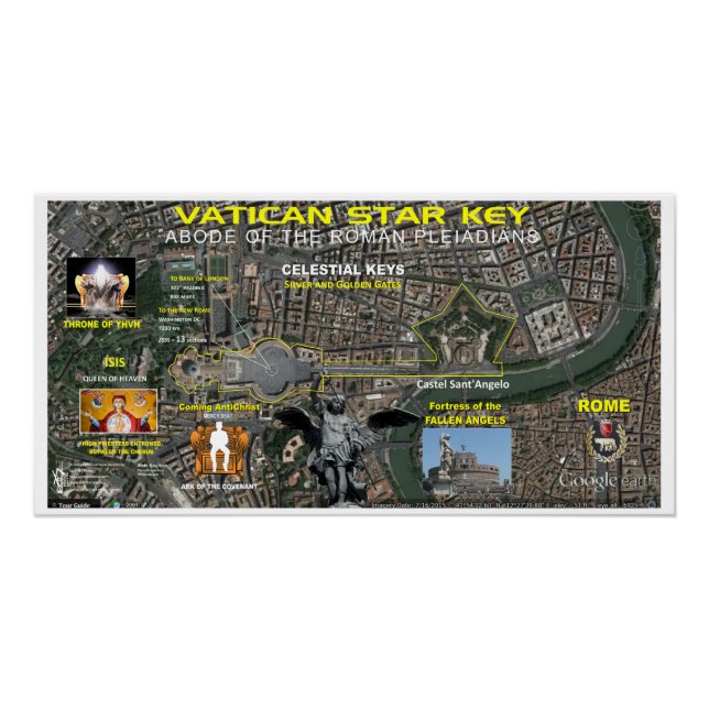 Póster Mapa do Vaticano Star (Frente)